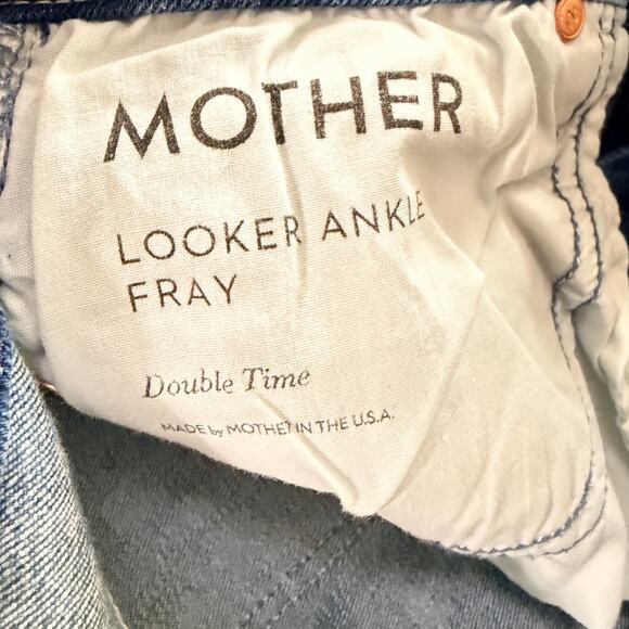 Mother Looker Ankle Fray Jeans Double Time Distressed Stretch Raw Hem Size 27 - Picture 12 of 13